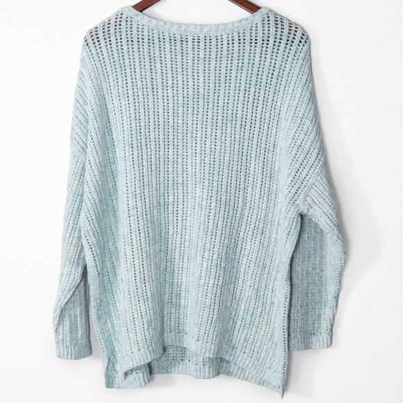 Talbots Cotton Open Knit Sweater Light Blue Plus 2X Soft Dressing - Picture 2 of 8
